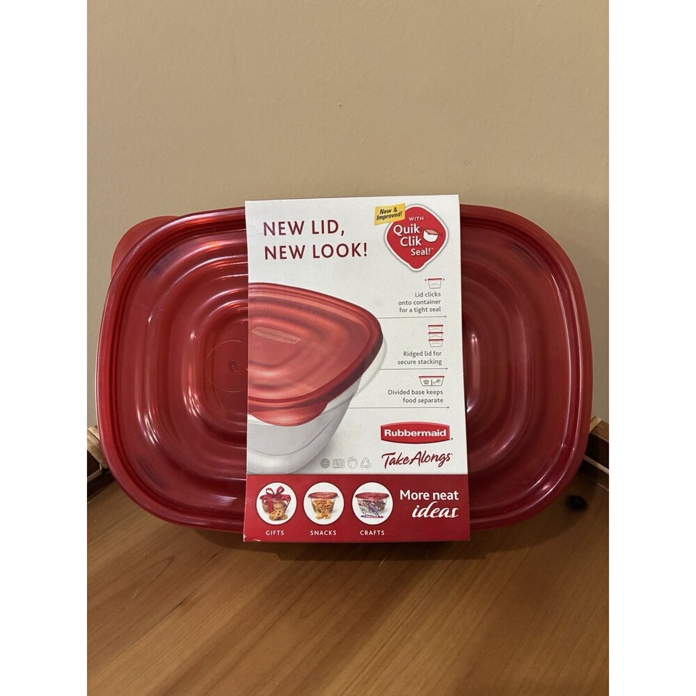 RUBBERMAID TAKEALONGS 3 PACK DIVIDED RECTANGLES 3.7 CUP NEW